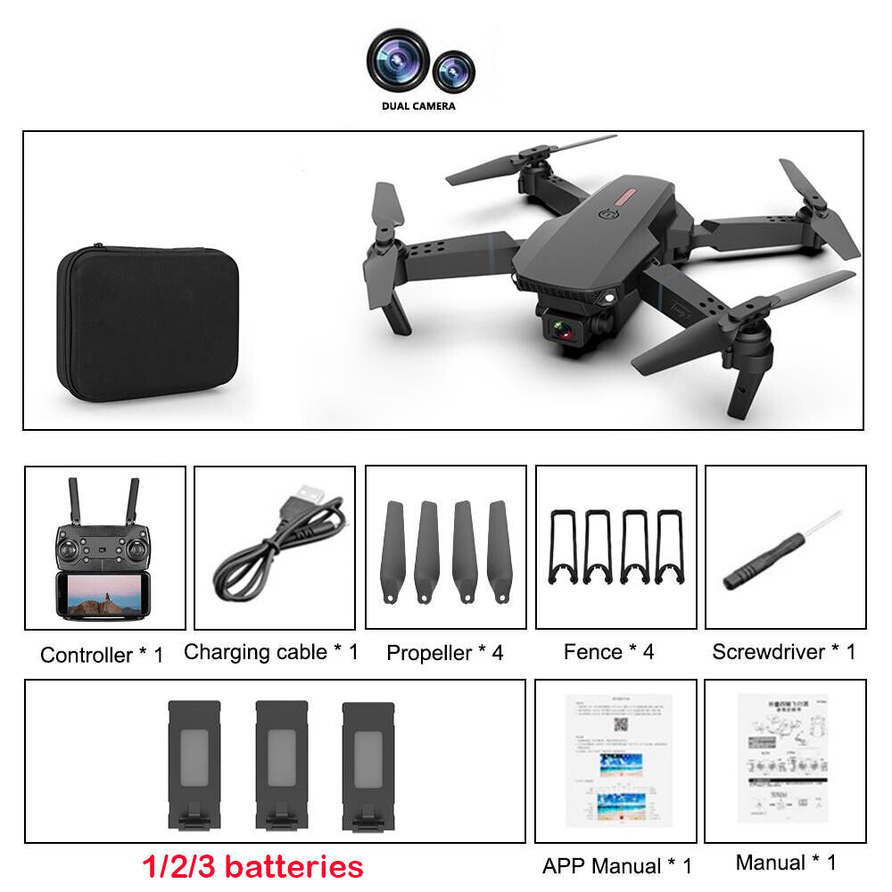 Elevate Your Aerial Adventures with the E88 Pro WIFI FPV Quadcopter - Foldable HD 4K Dual Camera Drone