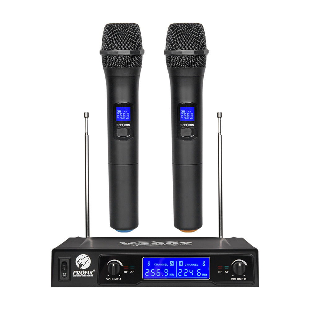 One with Two Handheld Wireless Microphones