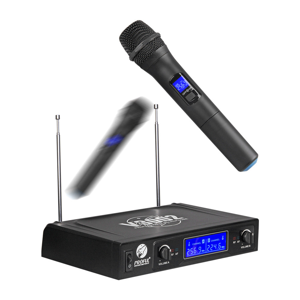 One with Two Handheld Wireless Microphones