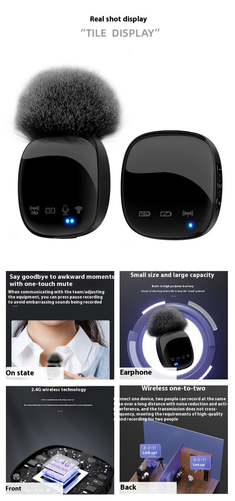 Wireless Microphone Bluetooth Accompaniment Comes with Reverb
