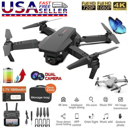 Elevate Your Aerial Adventures with the E88 Pro WIFI FPV Quadcopter - Foldable HD 4K Dual Camera Drone