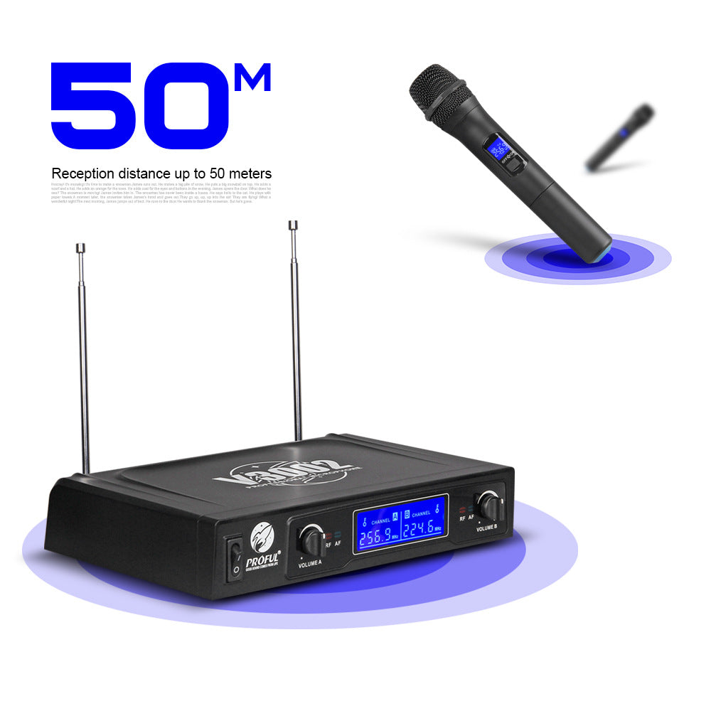 One with Two Handheld Wireless Microphones